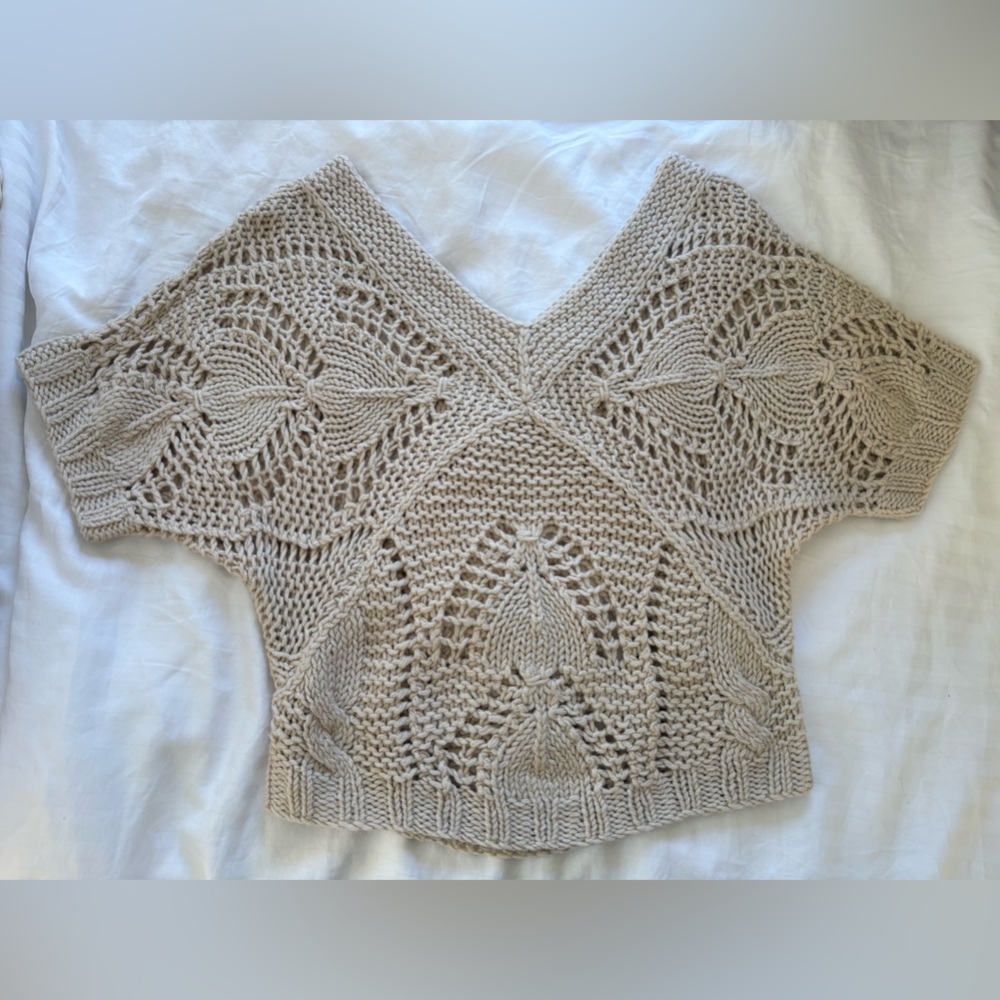 Forever 21 Cream Knit Crochet Top
